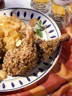 Hähnchenkeule mit Walnusspanade