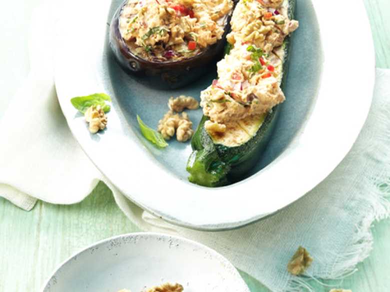 Grill-Gemüse mit Frischkäse-Walnuss-Topping