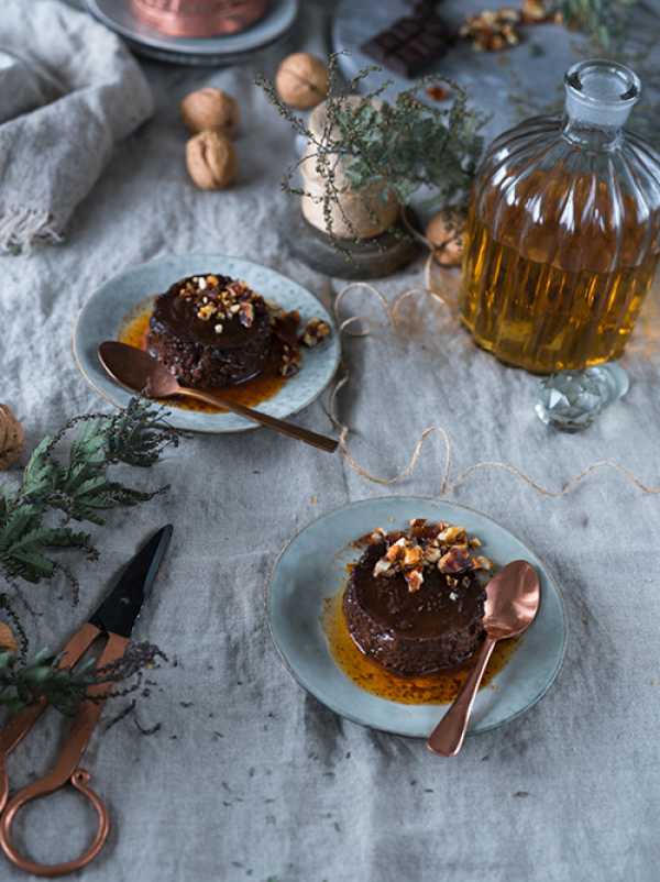 Bourbon Chocolate Crème Caramel mit gesalzenem Walnusskaramell