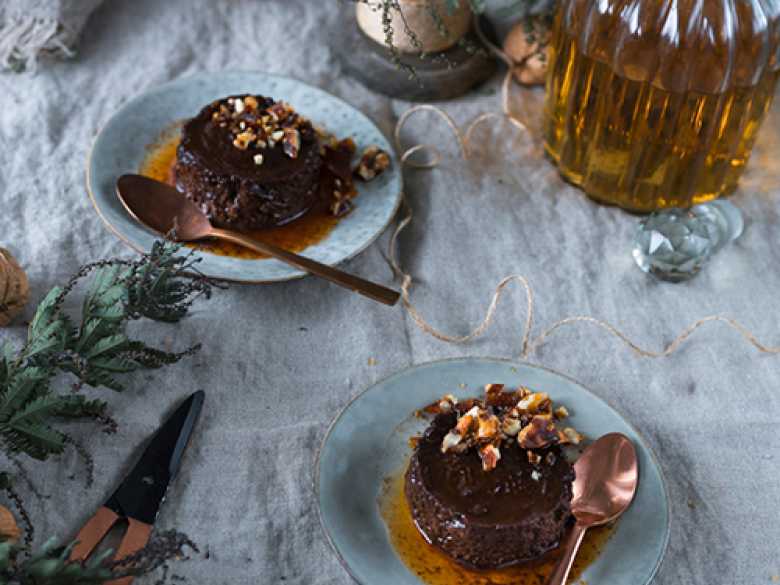 Bourbon Chocolate Crème Caramel mit gesalzenem Walnusskaramell