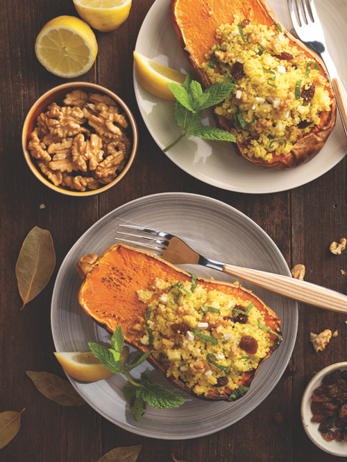 Gefüllter Kürbis mit Couscous und Walnüssen