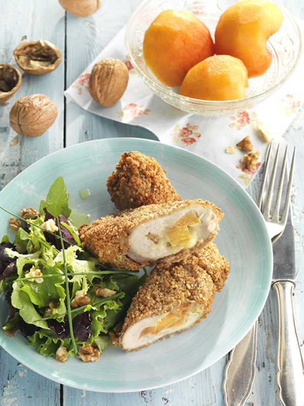 Hähnchenröllchen mit Walnüssen und Pflaumen